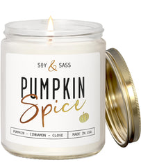 Soy and Sass pumpkin spice candle 9oz reusable jar