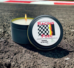 Racing Fuel scented candle 110 hi octane with vegan soy wax and premium packaging