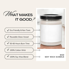 Ecofriendly soy wax candle USA made with cotton wick