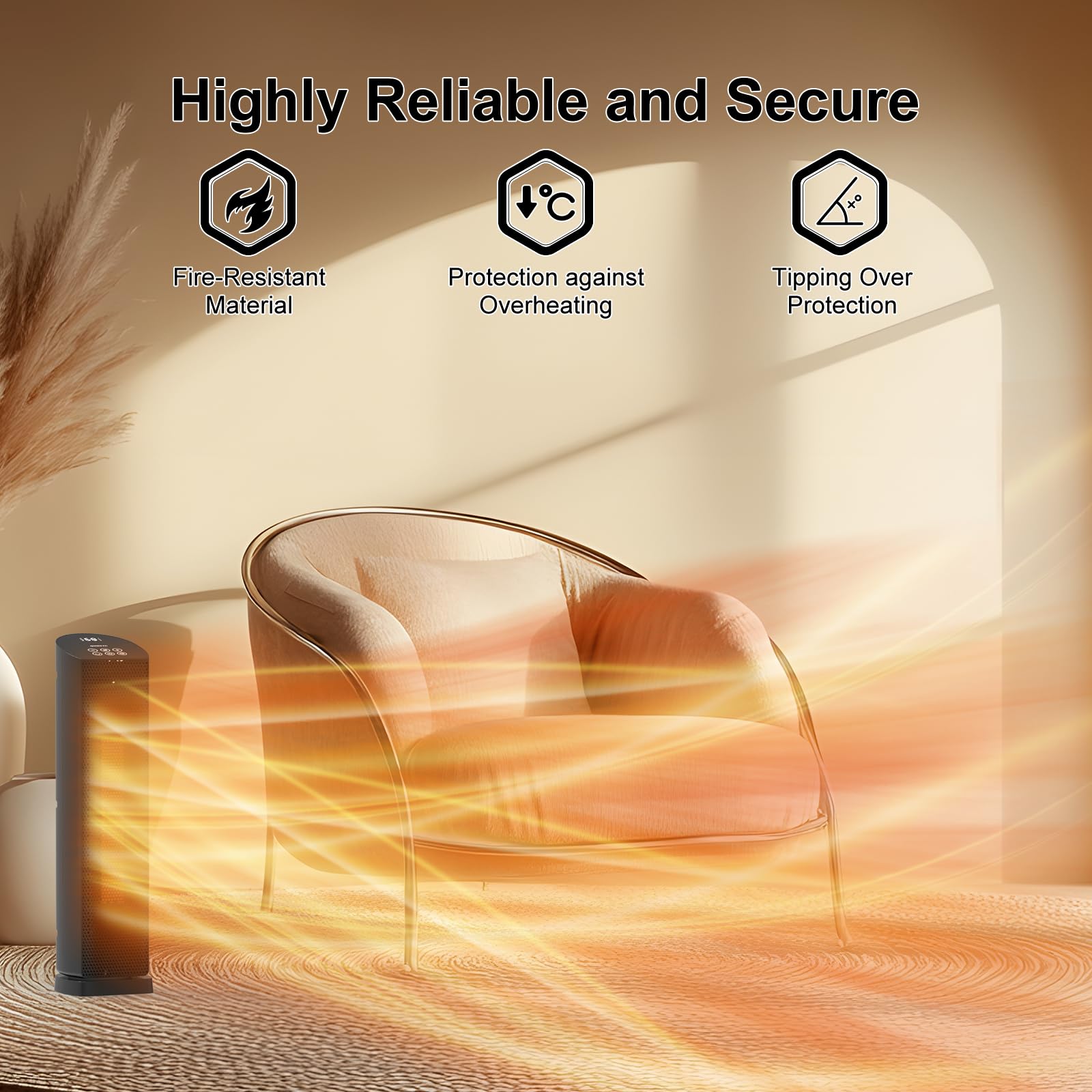 Remote control and LED display space heater