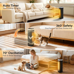 Space heater oscillating 70 degrees for even room heat