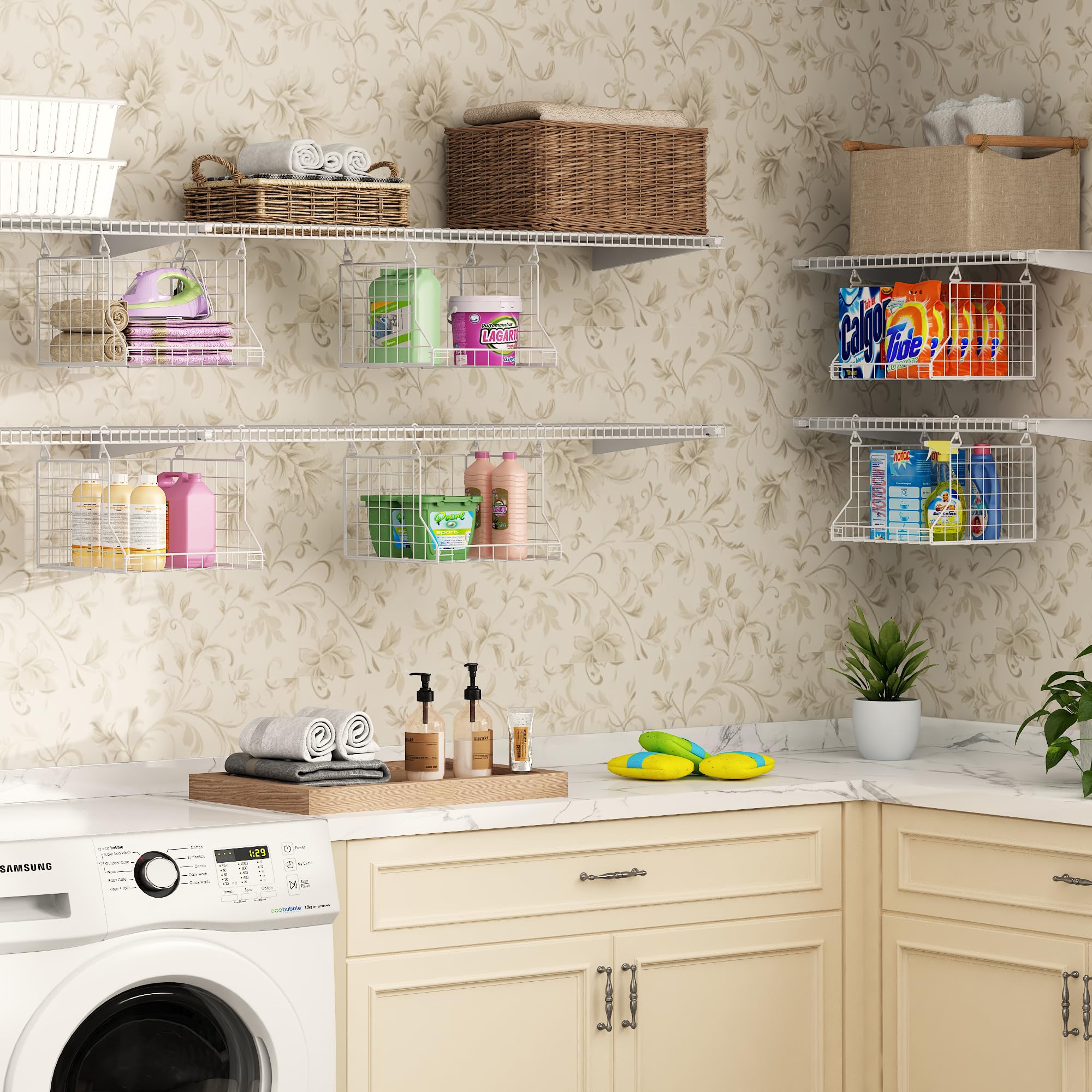 versatile vertical storage solution for laundry room