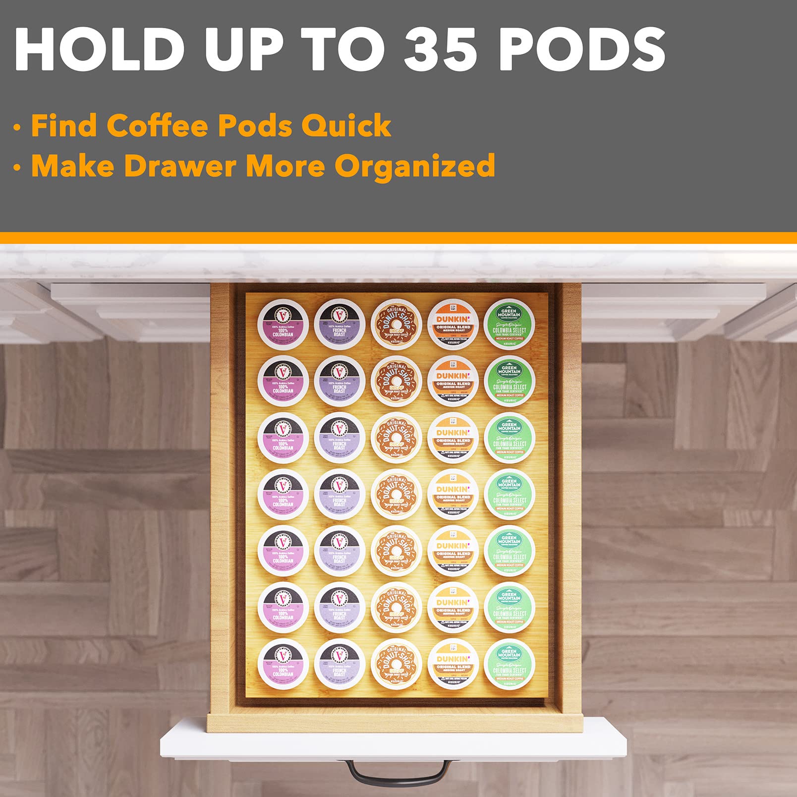Bamboo K Cup organizer for kitchen drawer SpaceAid