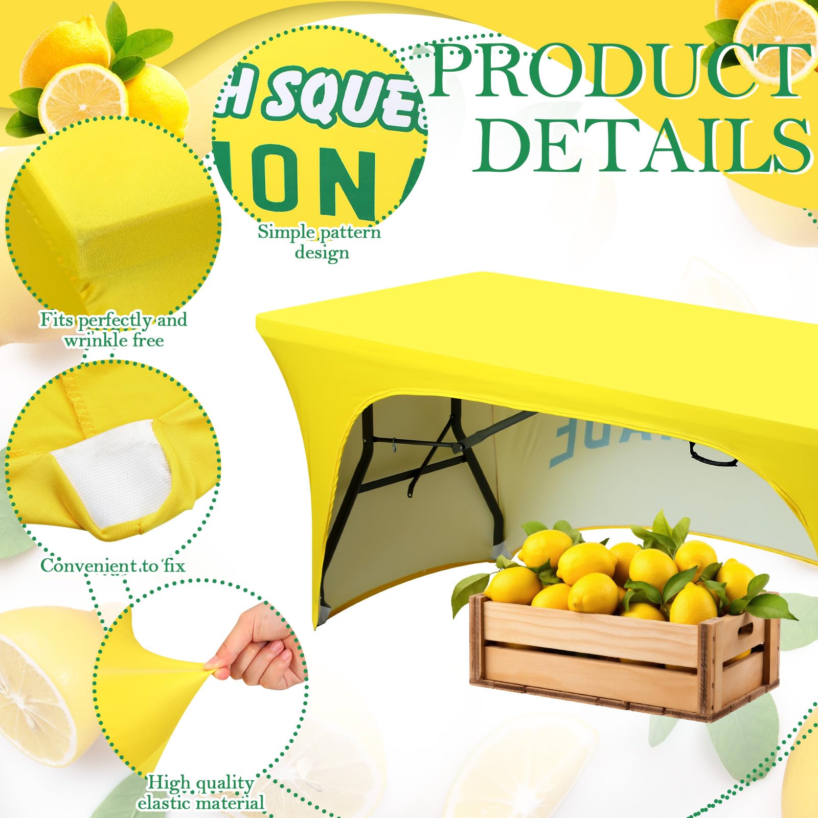 Elastic spandex yellow tablecloth protects table surface