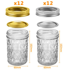 SPANLA 8 oz mason jars with 12 golden lids