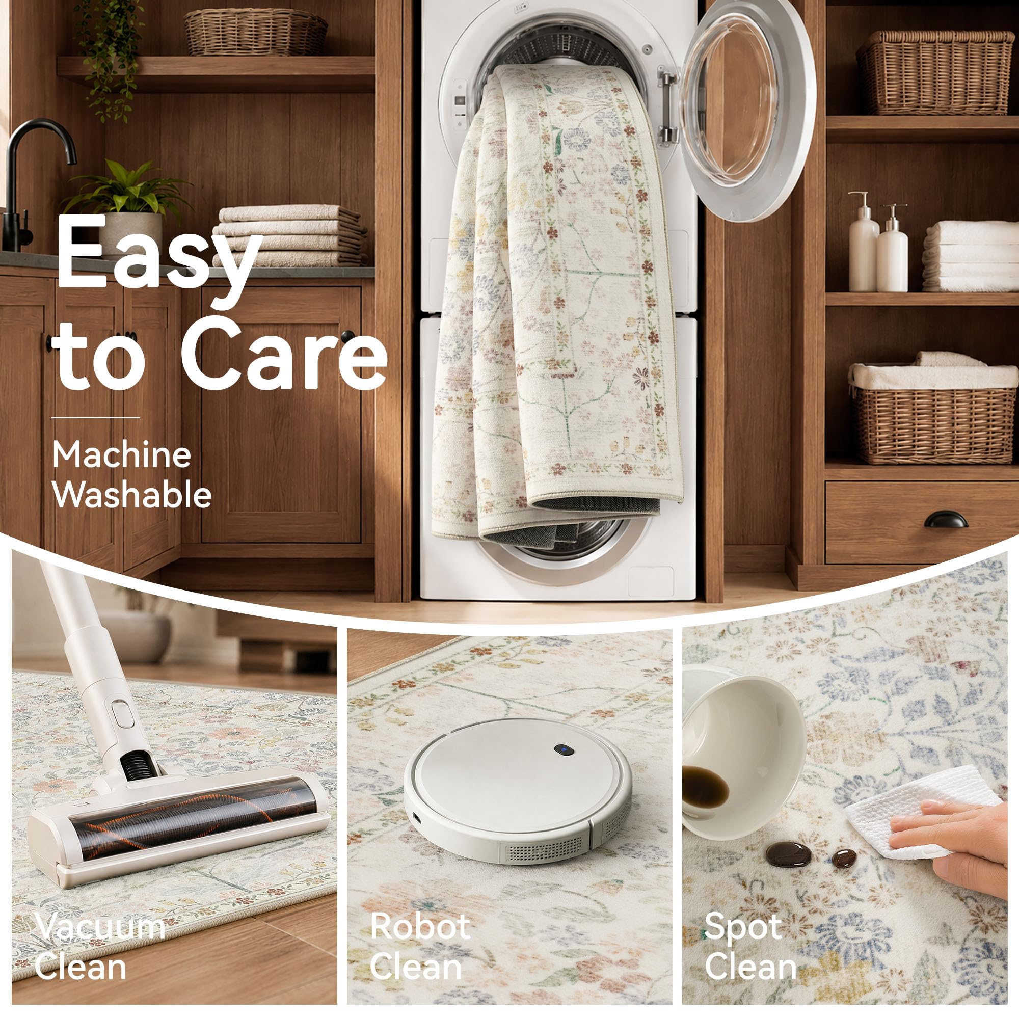Kid and pet friendly washable area rug for busy homes