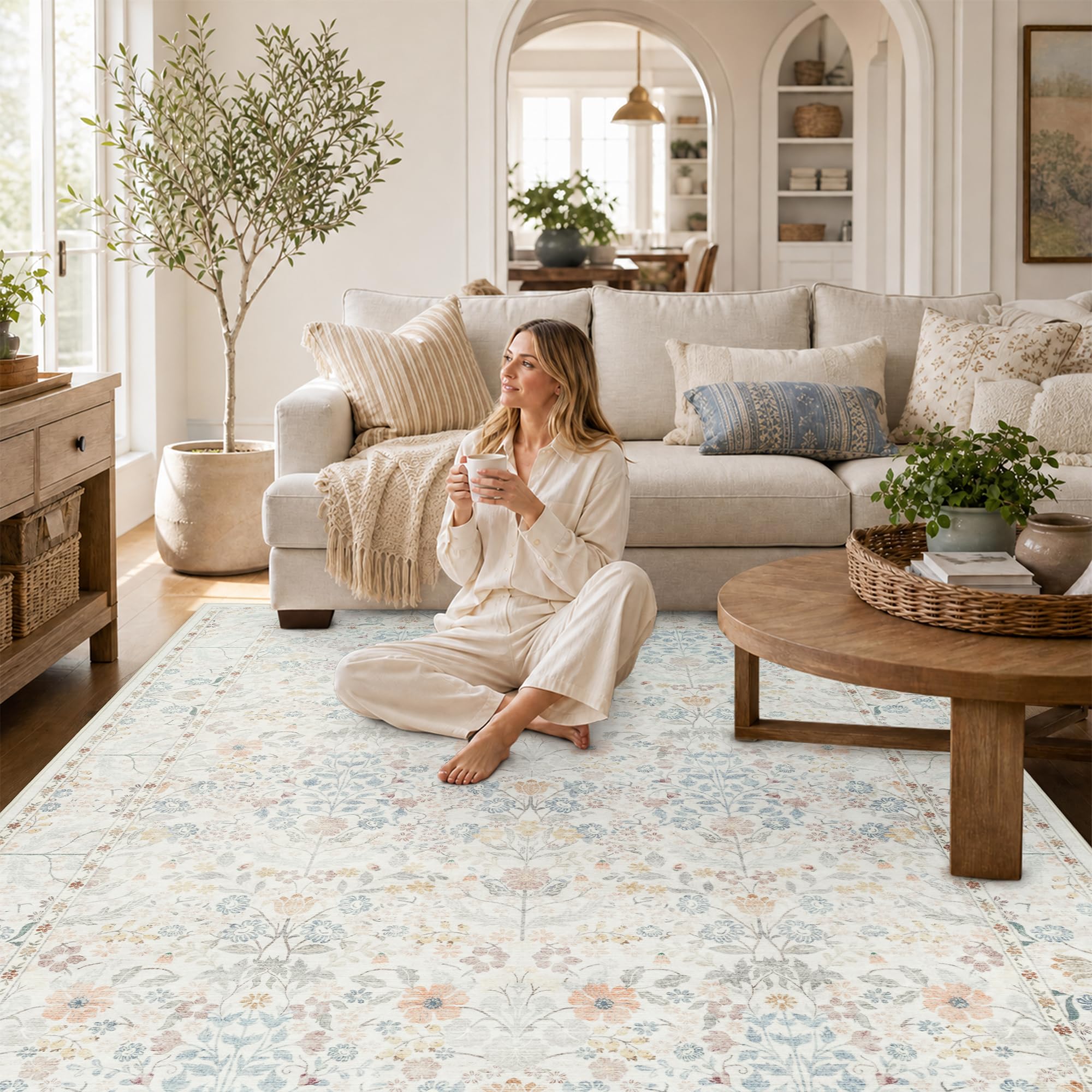 Non-slip backing keeps rug in place on most floors