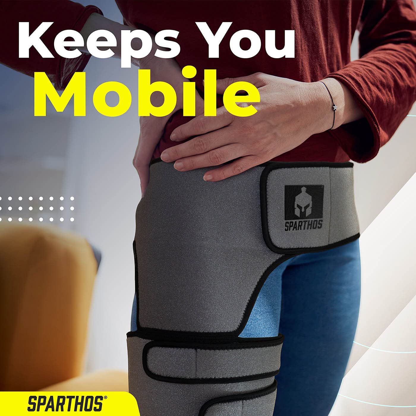 Hip stability support for groin and thigh