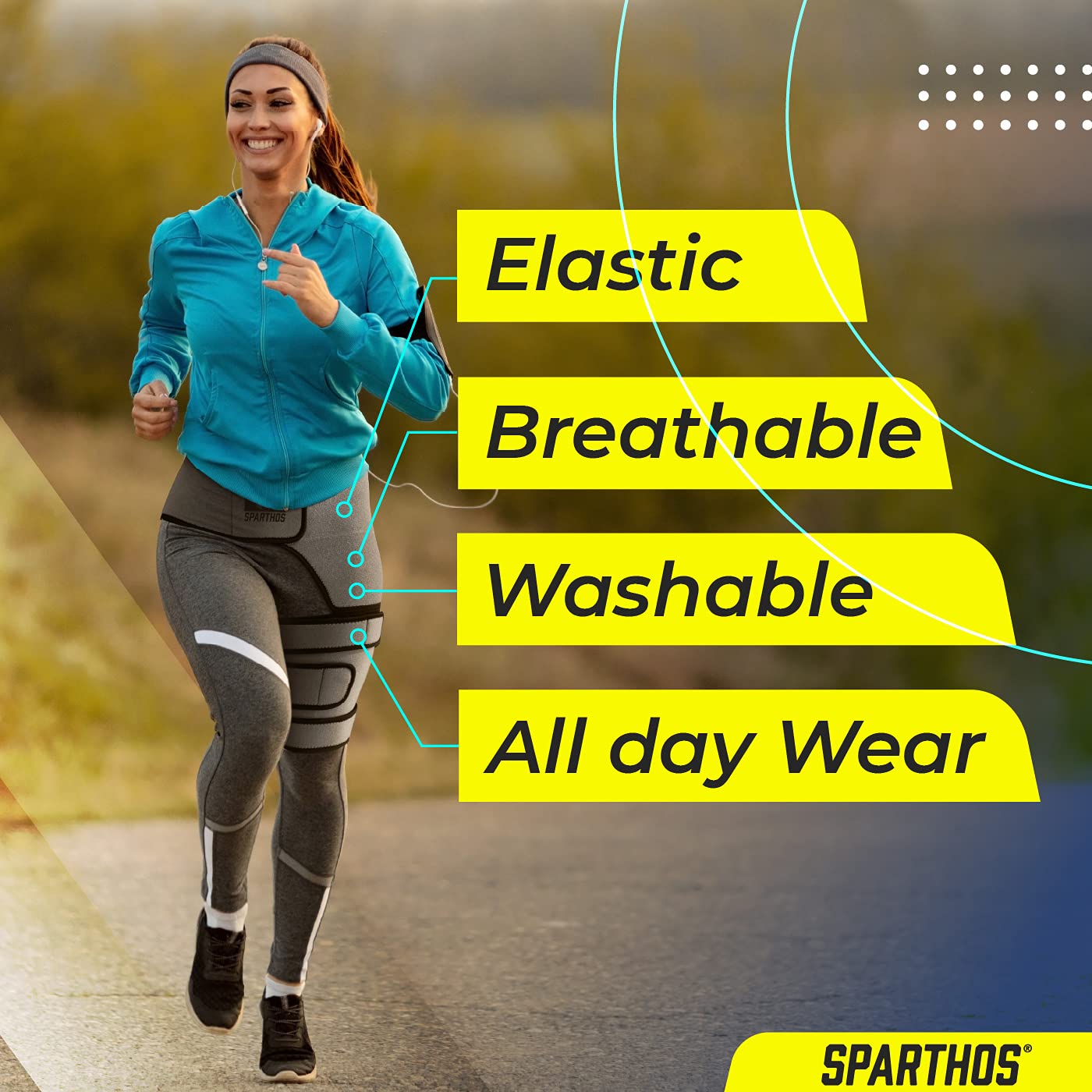 Adjustable four-strap fit for secure wear