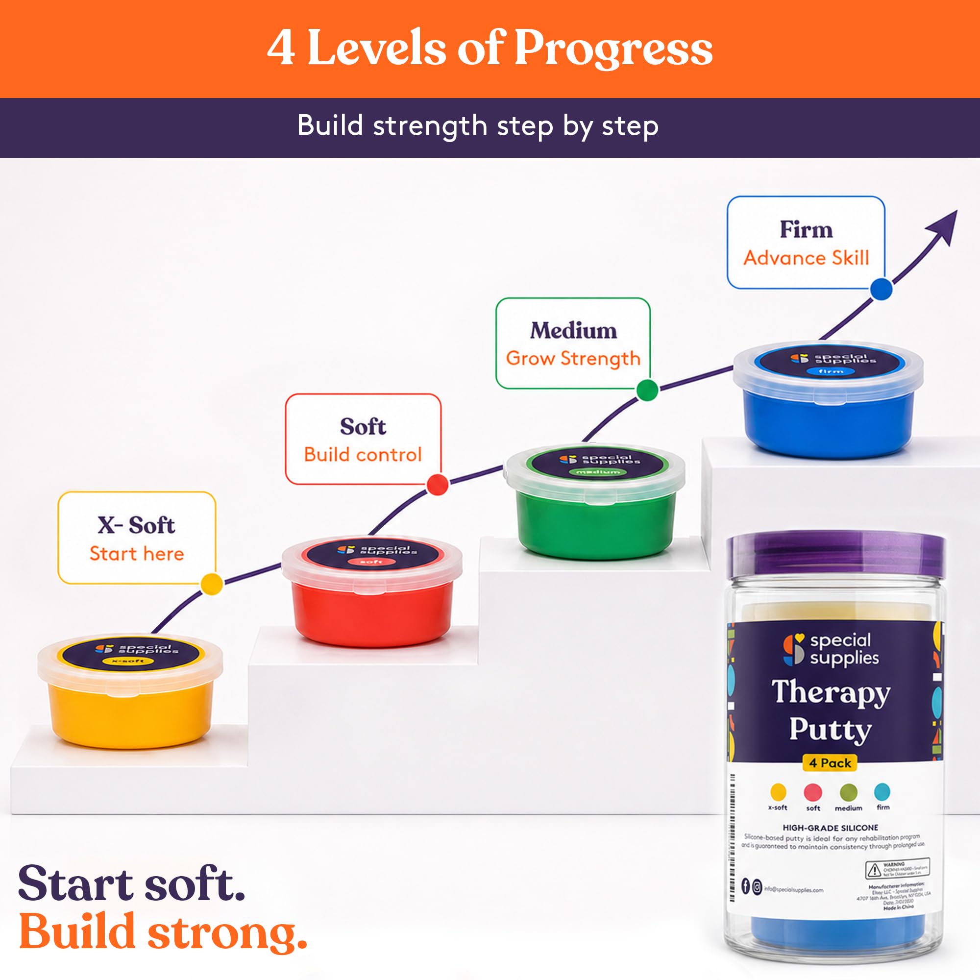 Special Supplies therapy putty four containers color coded image