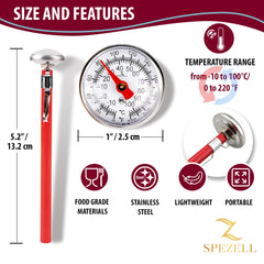 Pocket thermometer with 1 inch staineless dial for quick checks