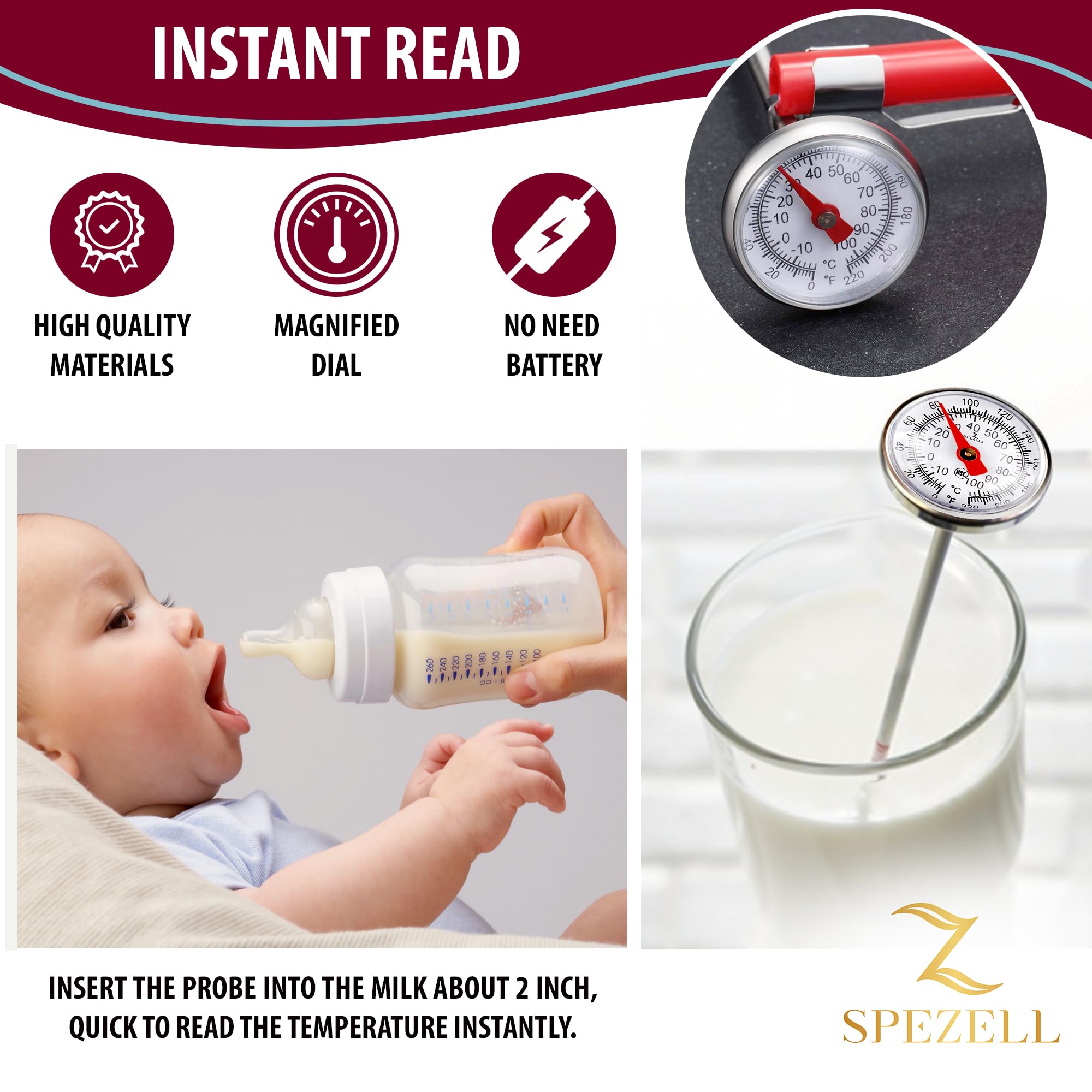 Spezell thermometer suitable for meat applications