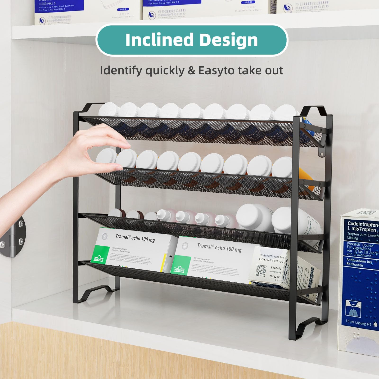 Fits cabinet pantry countertop or wall mounting