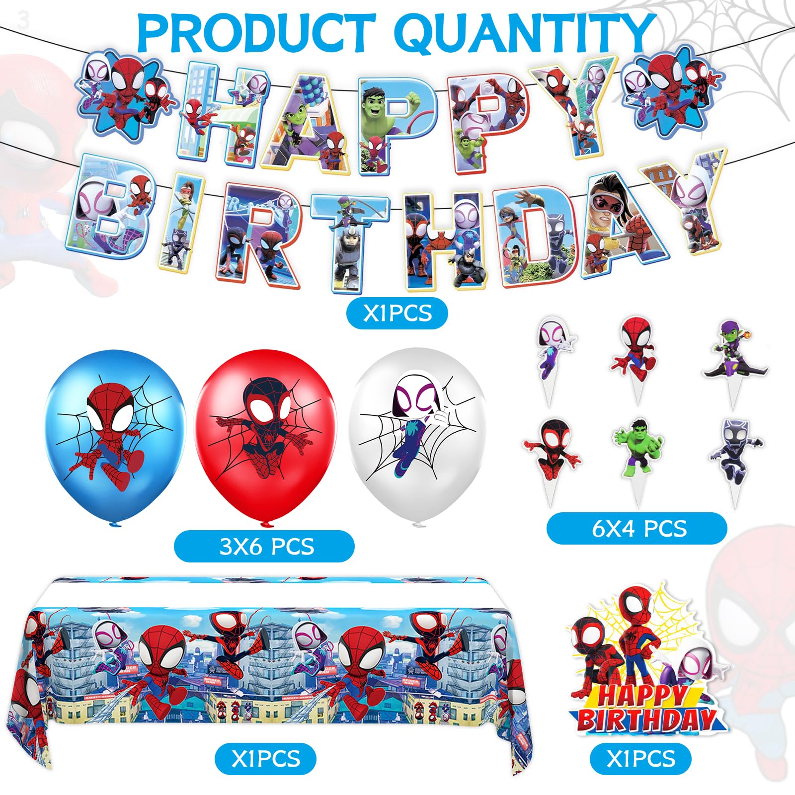Spider and Friend Theme decorations kit for kids party