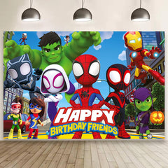 Spider and Friends birthday decorations backdrop banner 59x35.4 inches