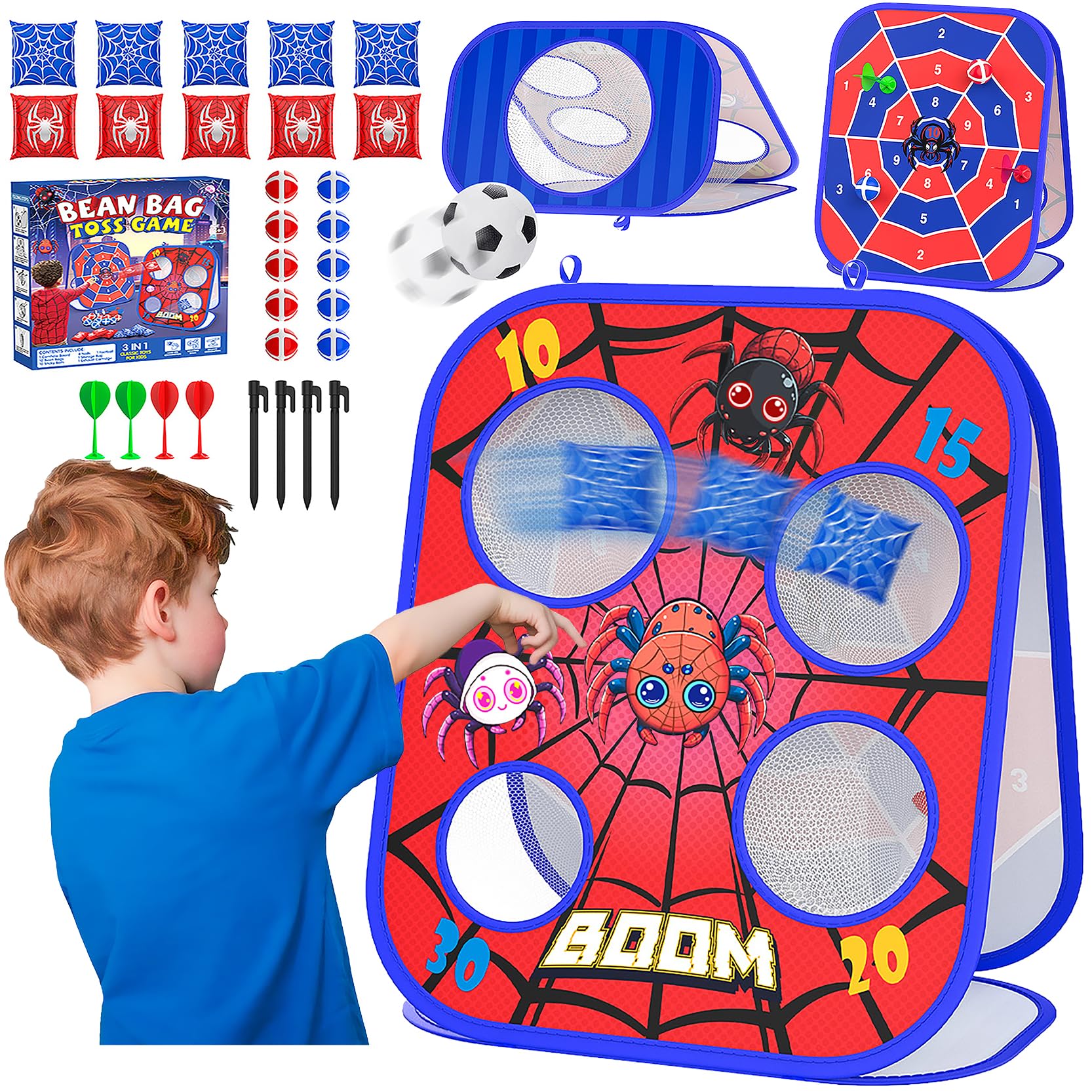 Spider Bean Bag Toss Game cornhole board set for kids ages 3-8 outdoors