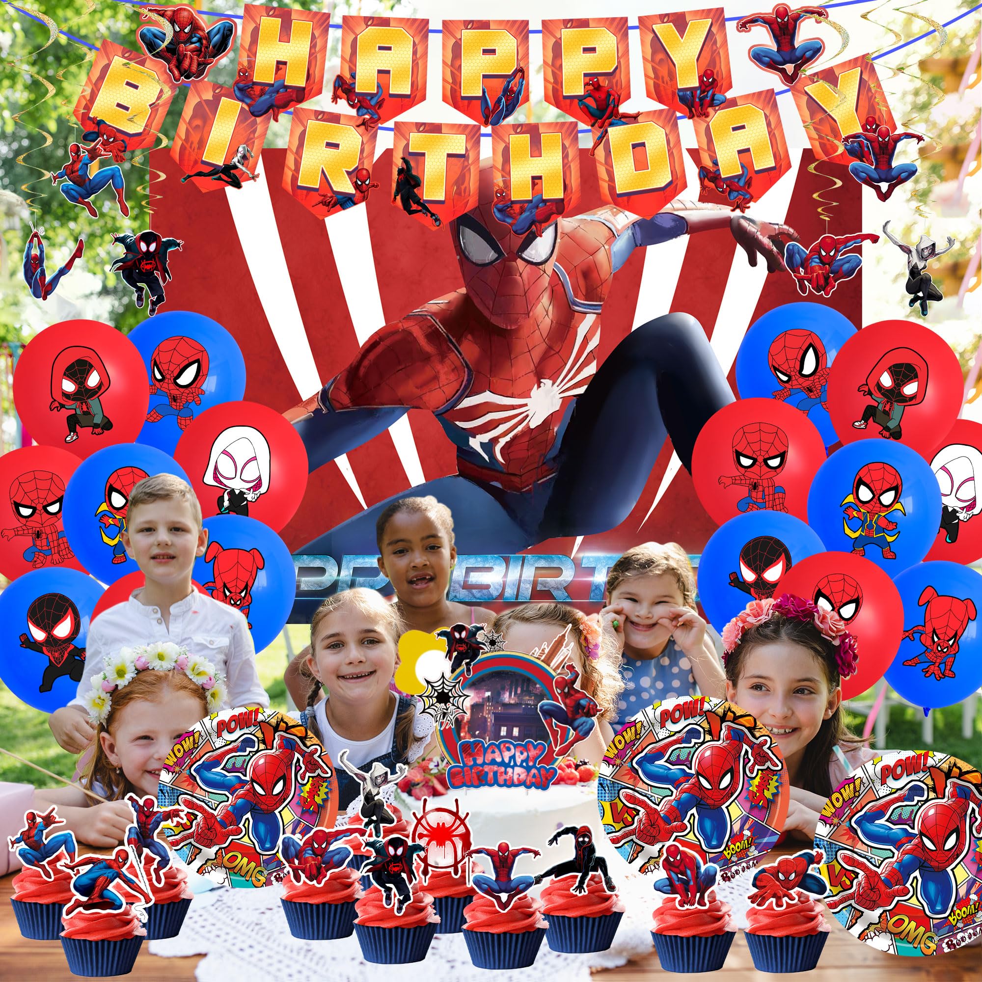 16 Latex Balloons in Spider Birthday Decorations kit