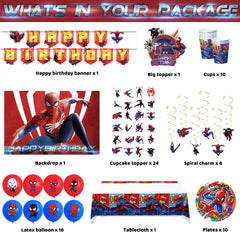 Banner included in Spider Birthday Decorations kit
