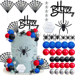 Spider cake topper balls set for birthday cake decorations