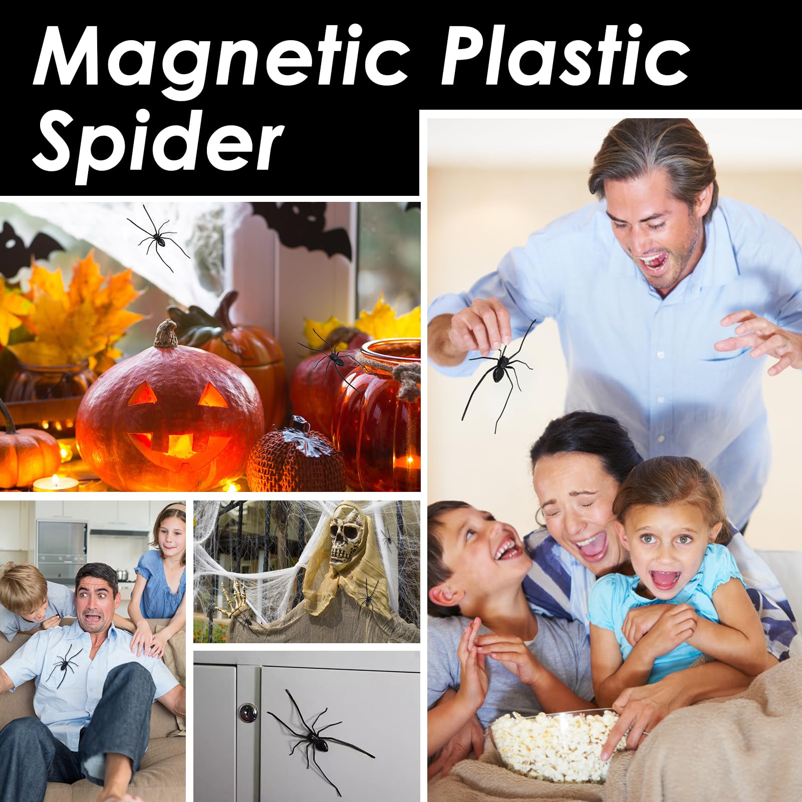 Eco-friendly plastic spider magnets ready for reuse