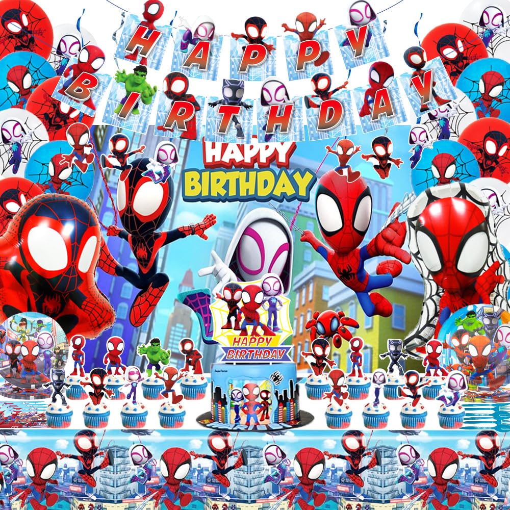 spider theme birthday party decorations backdrop and banner