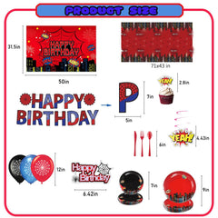 Spider Party decorations with balloons and toppers