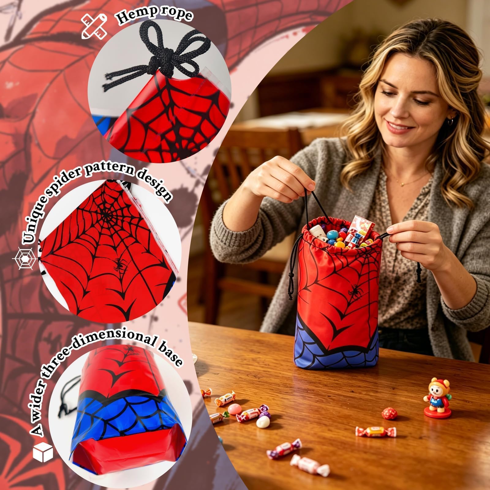Bulk 50-pack spider web party bags EVA material image