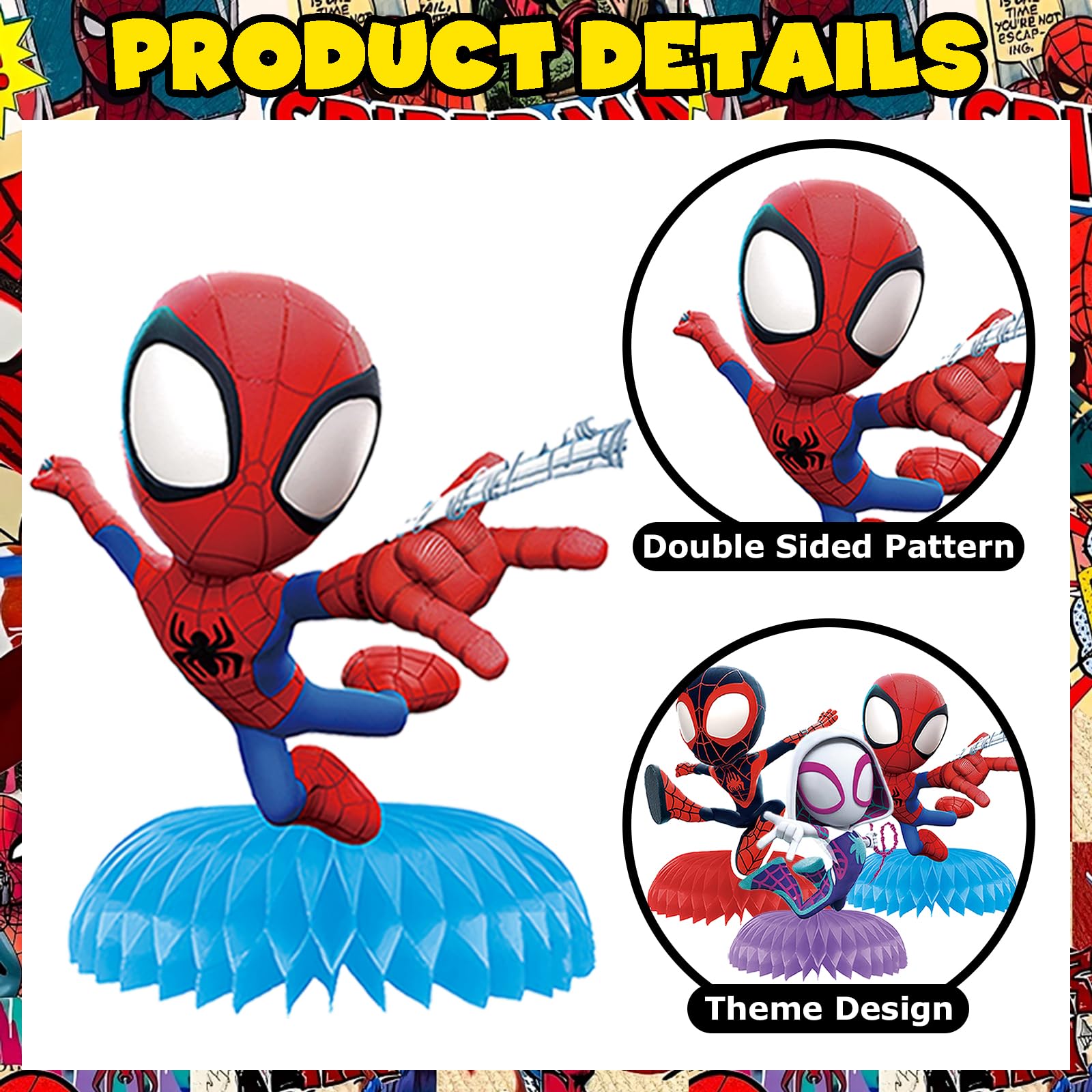 Spidey honeycomb centerpieces 3D design double-sided print