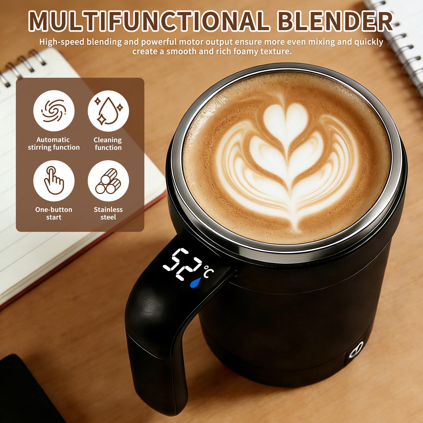 Compact portable stirring mug designed for travel