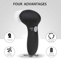 360-degree rotating facial brush for deep cleansing