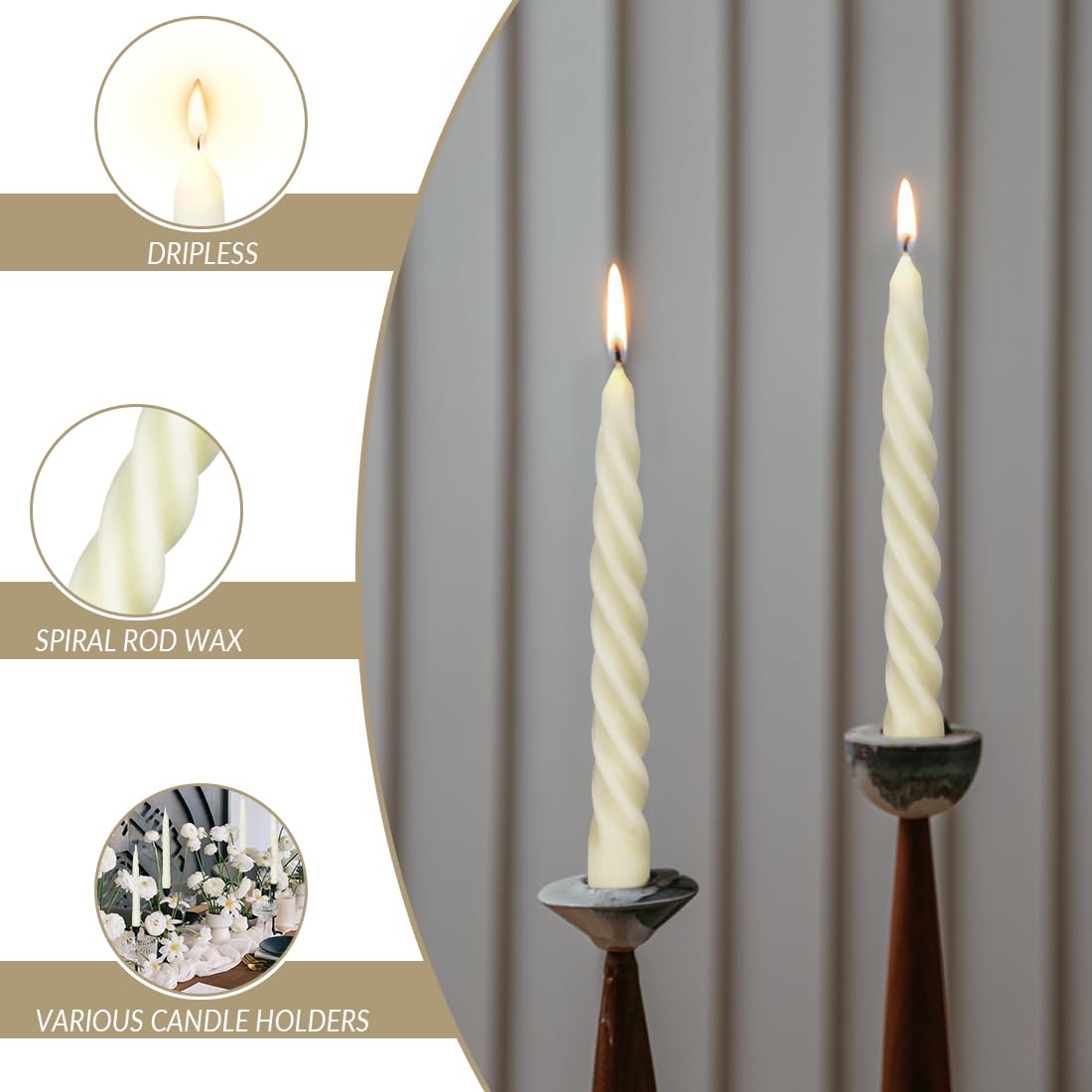 7 inch high beeswax taper candle with 0.8 inch base diameter
