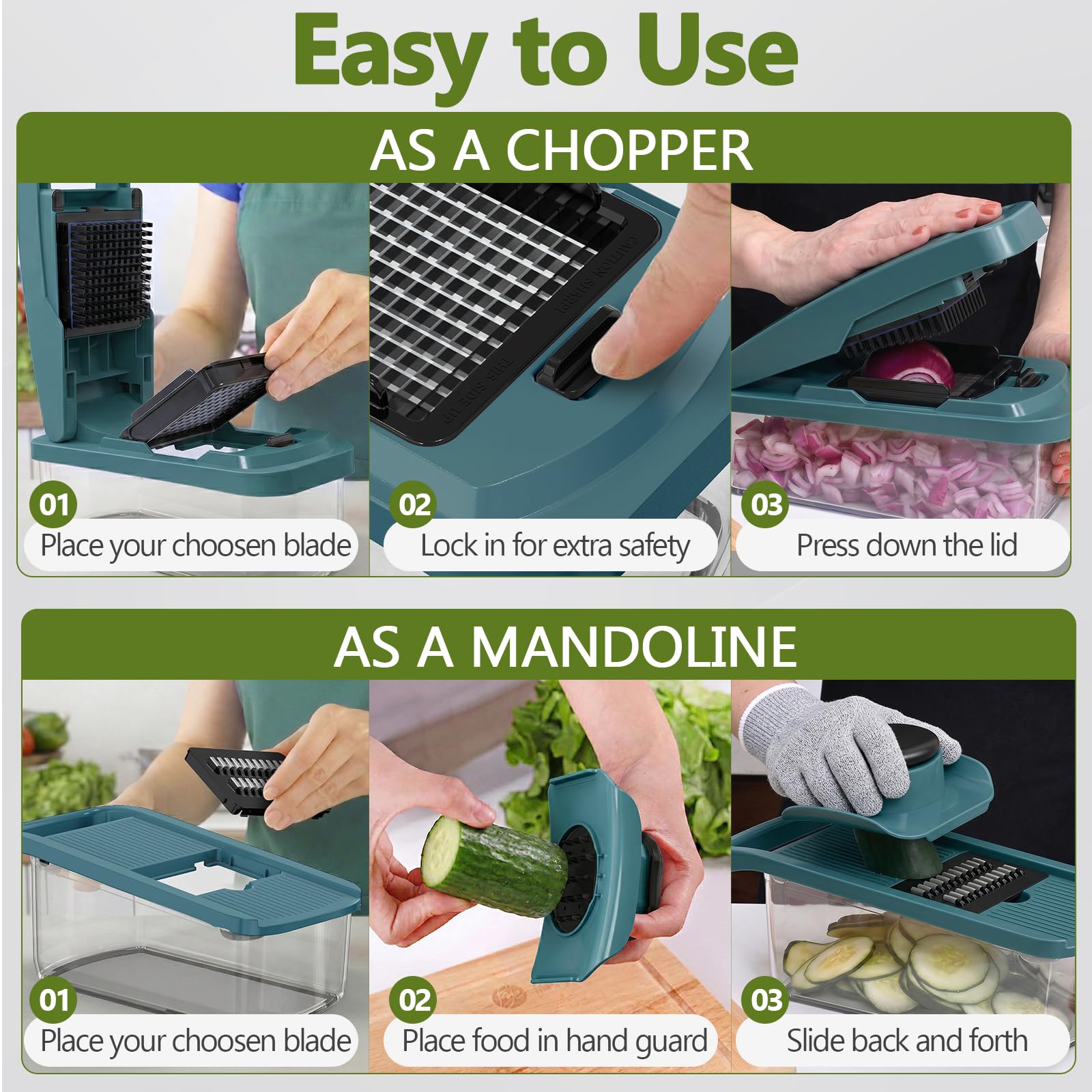 Spiralizer feature for Stove & Sage vegetable chopper