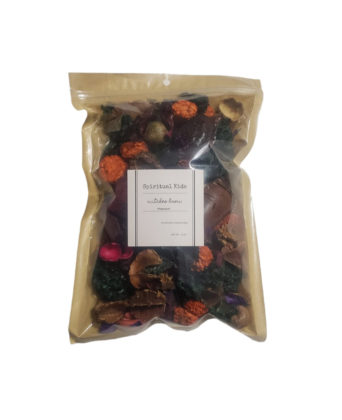 Spiritual Kids Witches Brew Potpourri 8oz handmade with orange purple and green colors for Halloween potpourri gift