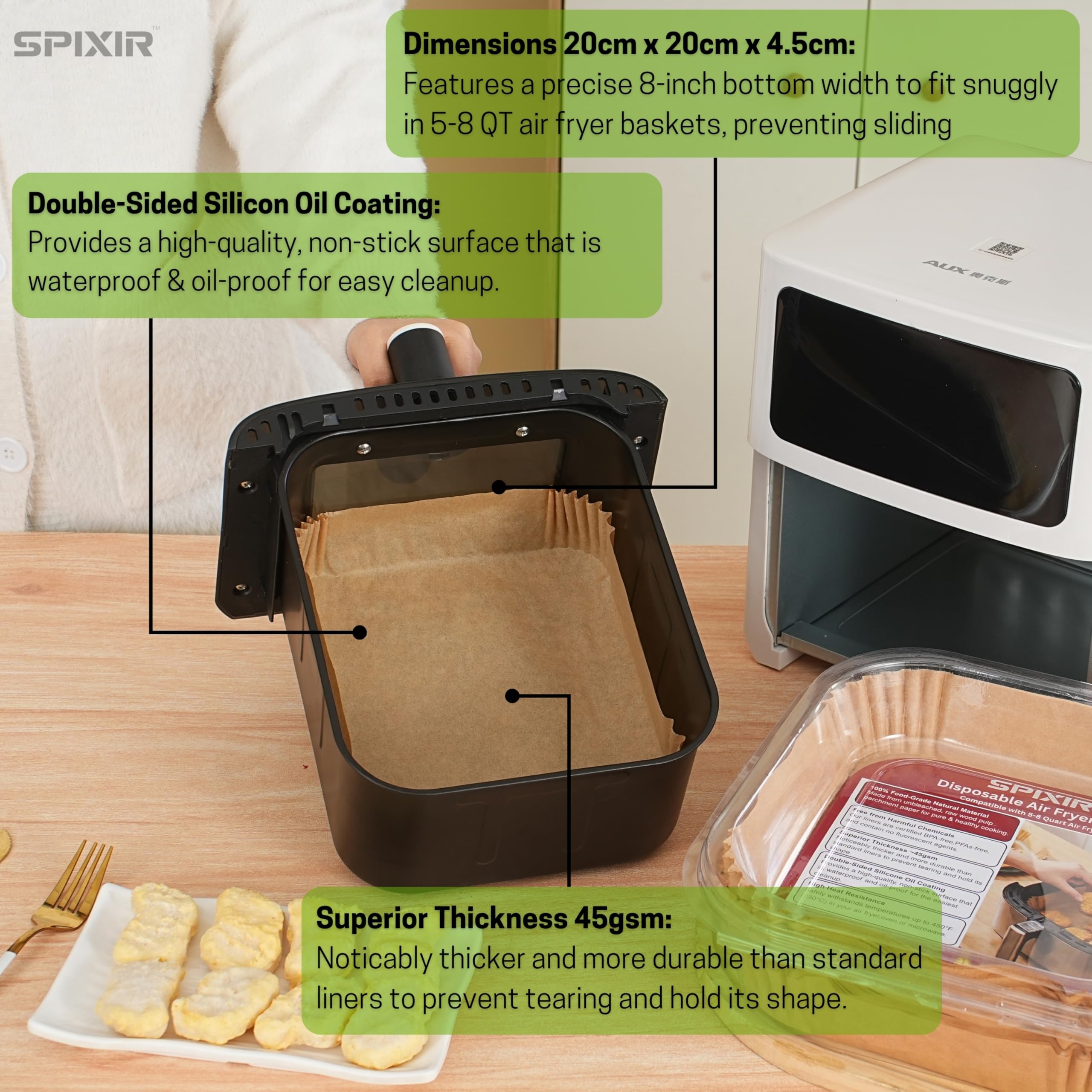 Waterproof oil-proof non-stick parchment liners