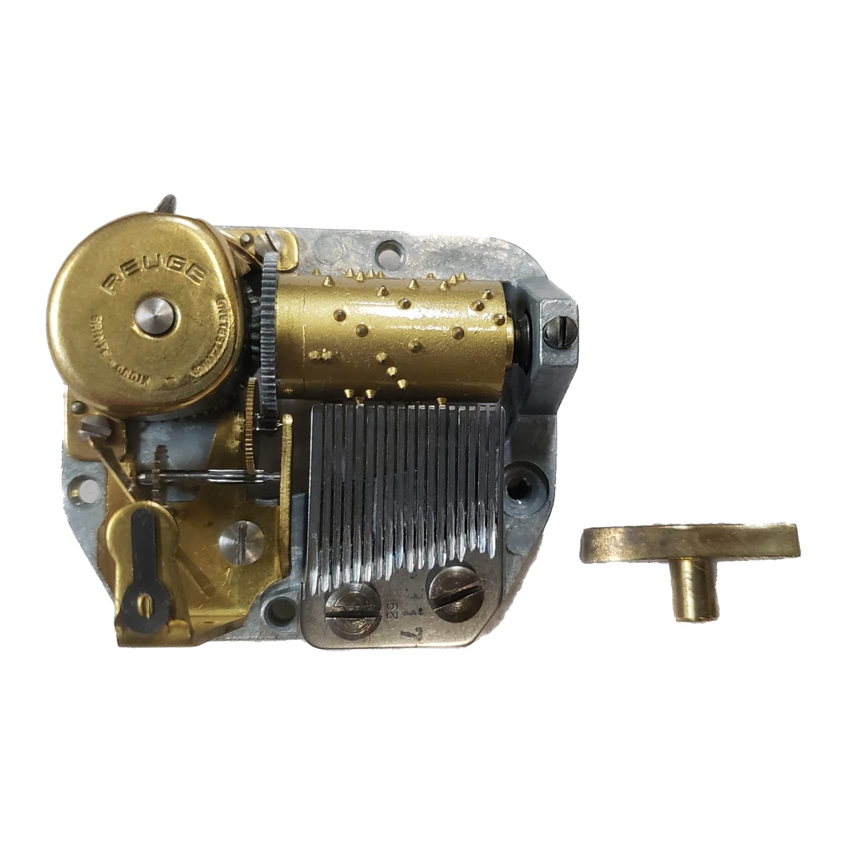 Reuge Swiss Made 18 Note Movement mechanism detail