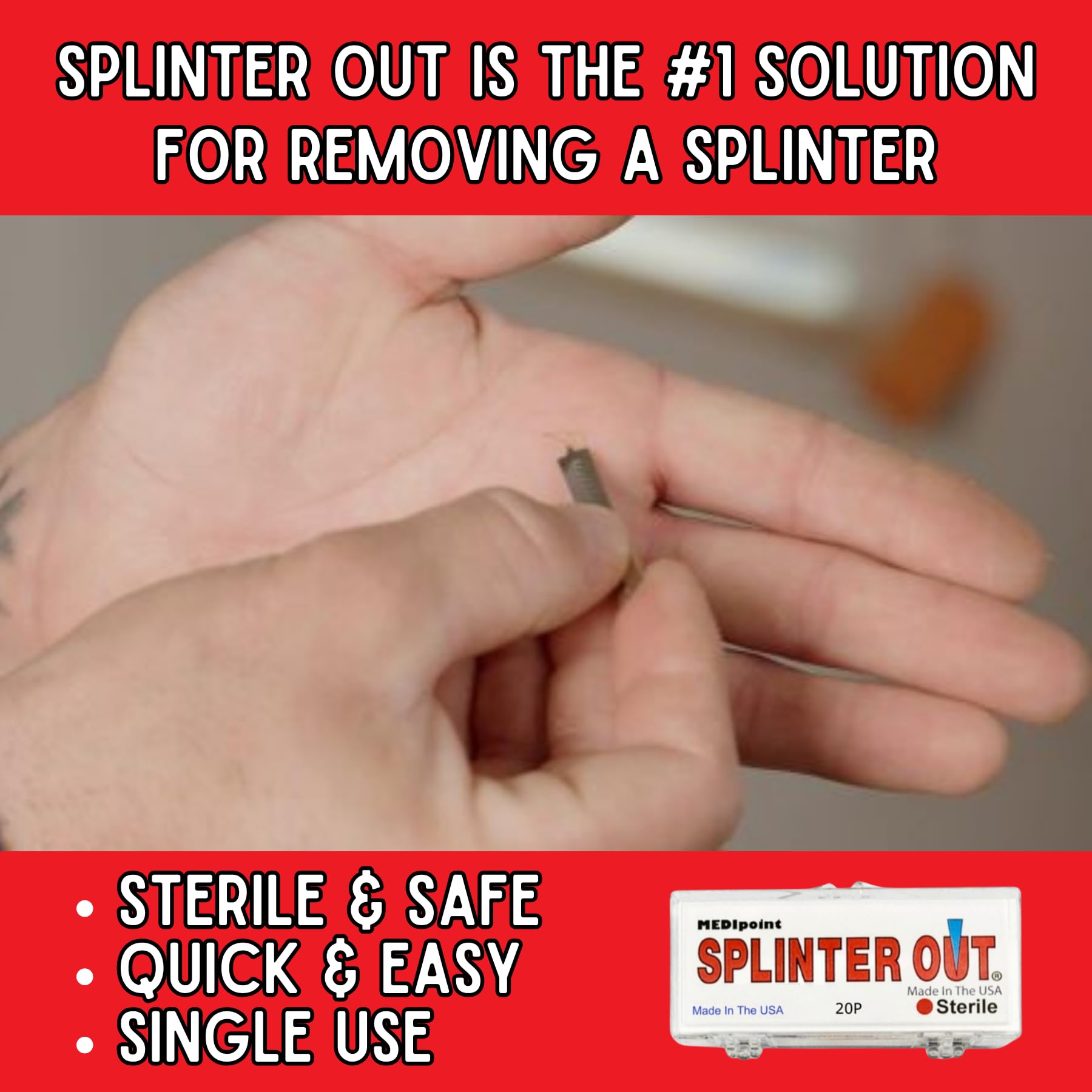 Tri-Bevel Point design for easier splinter removal