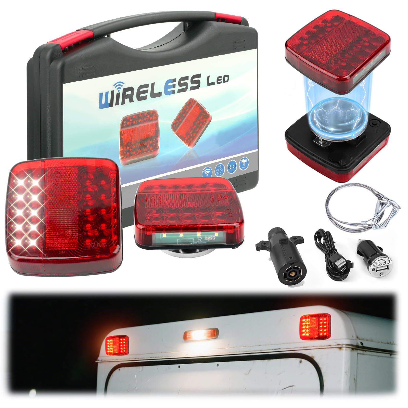 spnanma wireless trailer lights kit with magnetic base