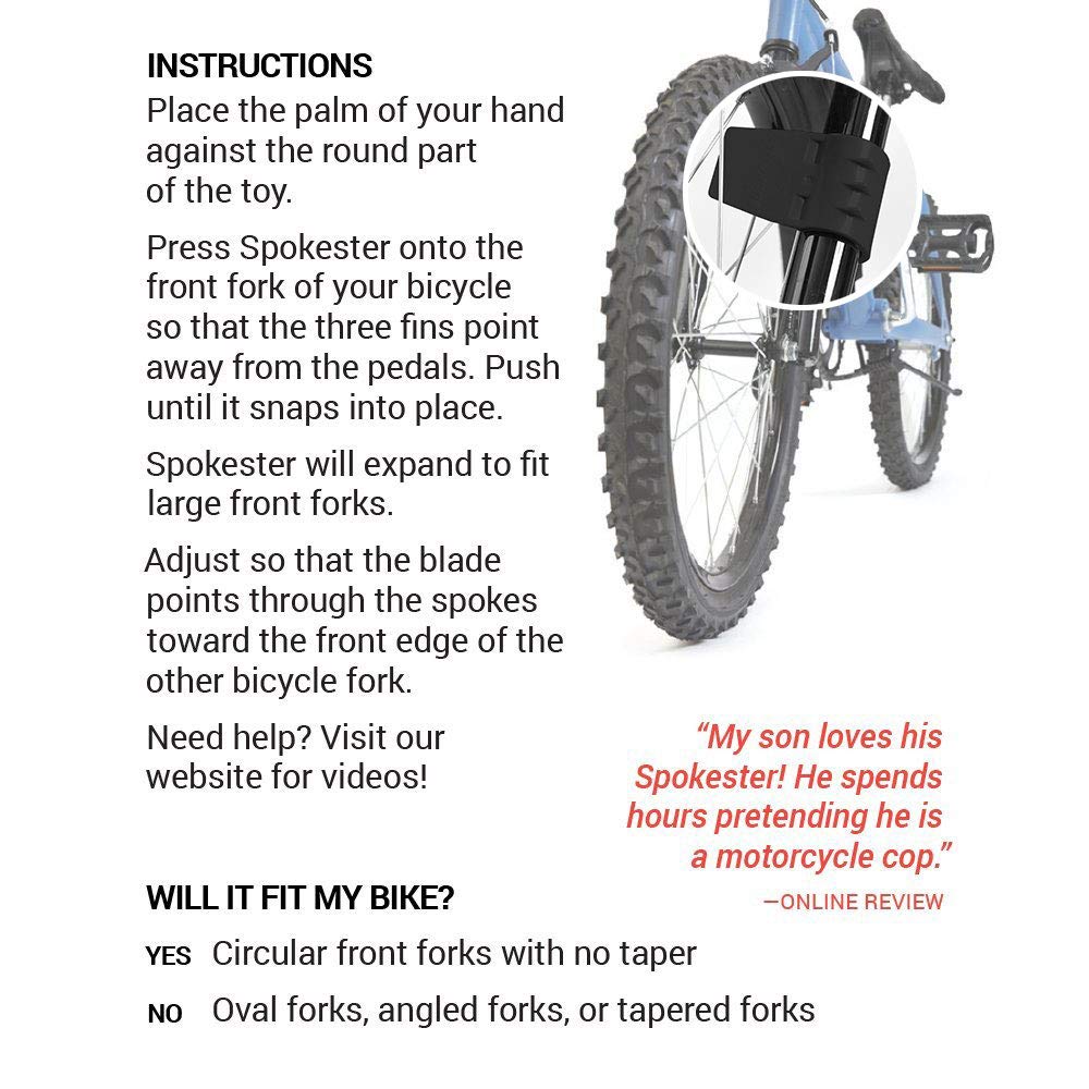 Spokester fits bikes with circular forks BMX mountain road