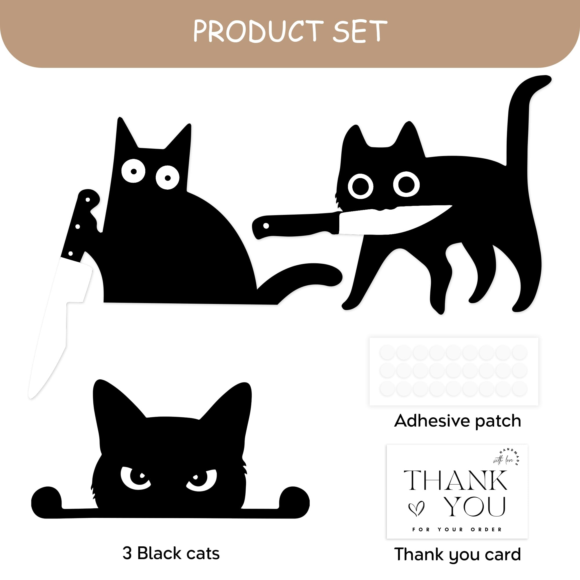 Unique spooky style black cat wall art for indoor use