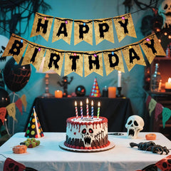 Spooky party backdrop banner ready to hang