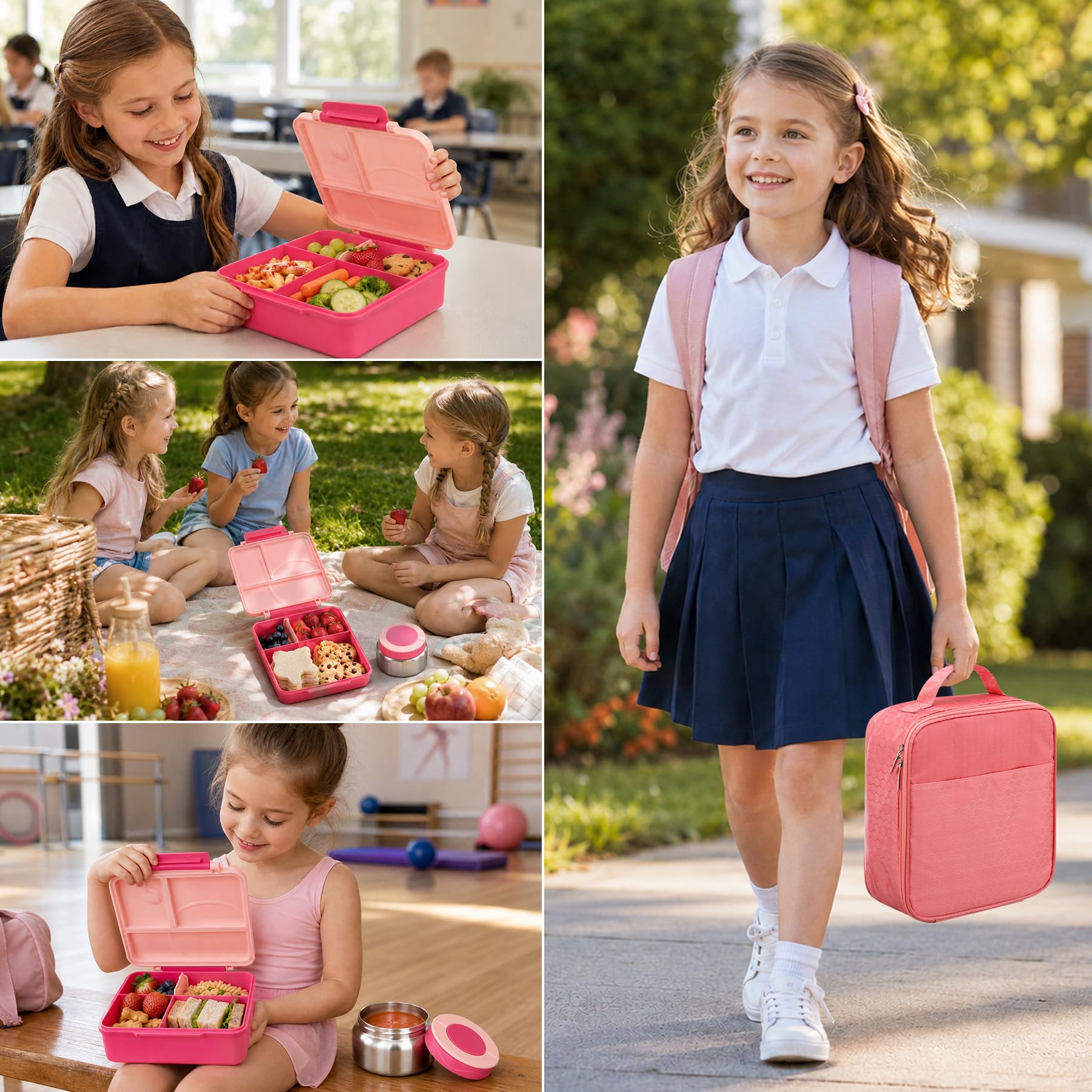 School and outdoor use insulated food container set