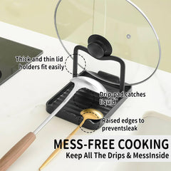 Non-slip wave design spoon rest holds spatulas securely