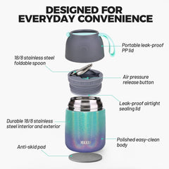 Spoon included insulated jar for hot or cold meals
