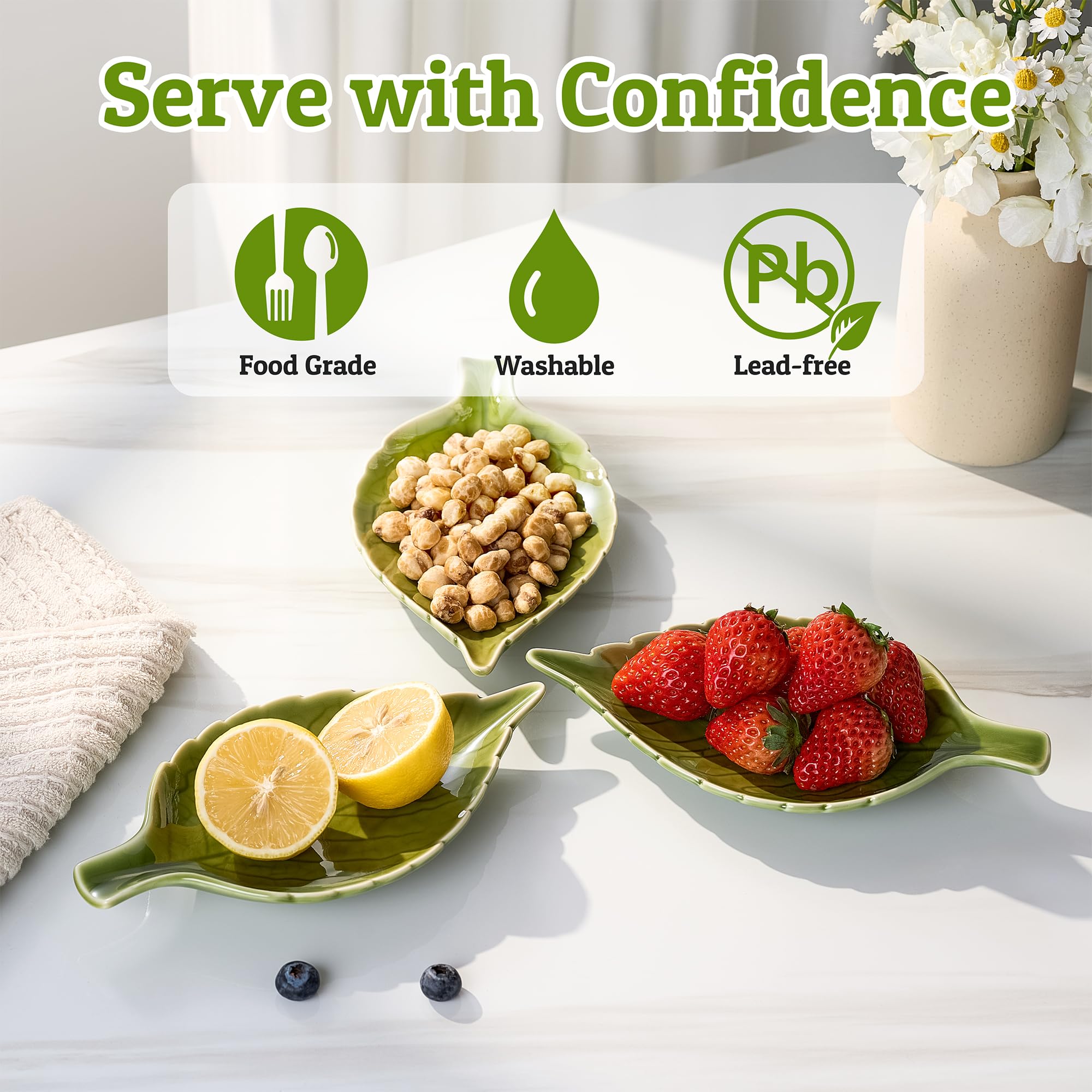 Leaf shaped spoon rest 8.3 x 4.4 inches fits utensils