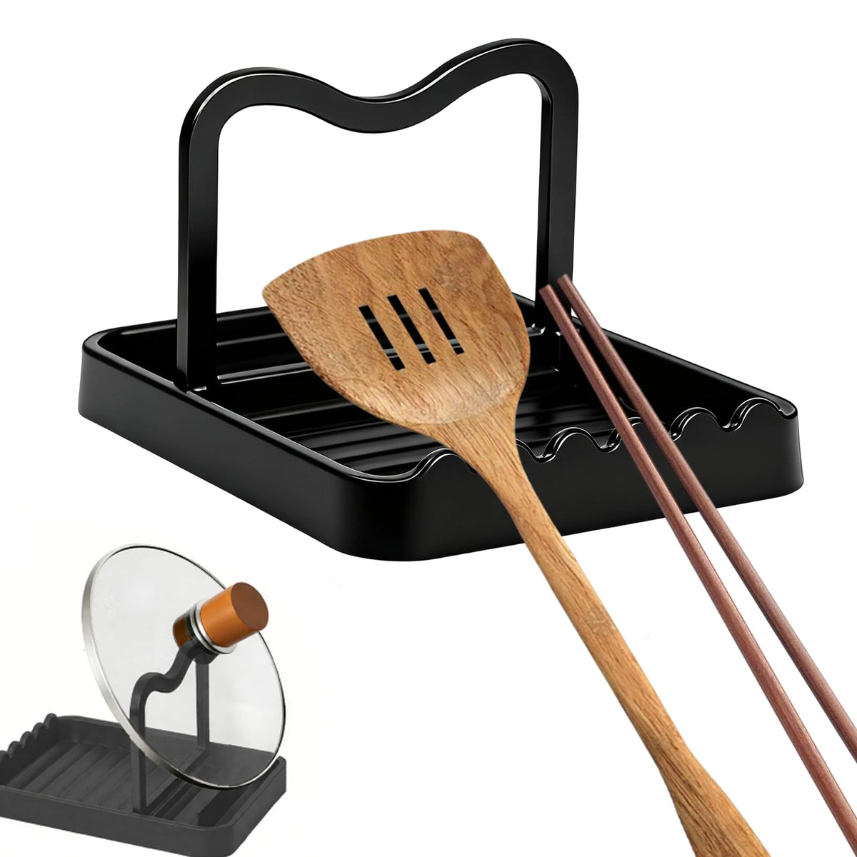 Spoon Rest for Kitchen Counter in plastic with grey finish