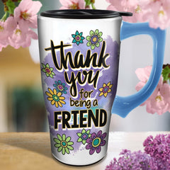 Insulated travel mug with locking lid by Spoontiques