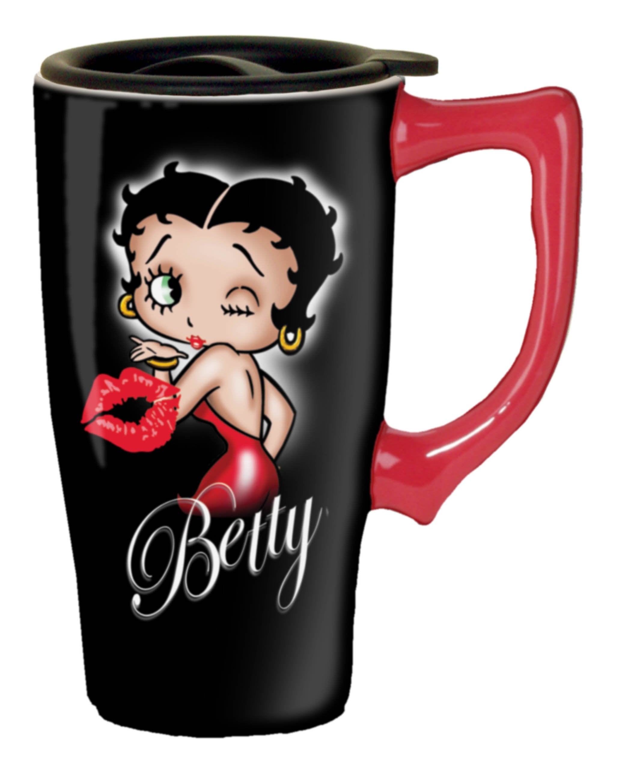 Spoontiques insulated travel mug with Betty Boop Hearts design