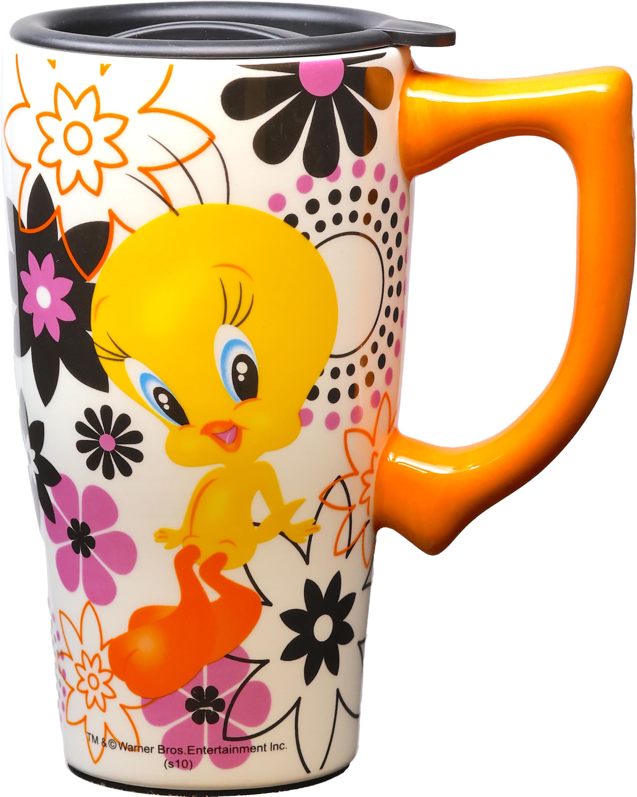 Spoontiques TWEETY TRAVEL MUG 18 ounce ceramic travel mug with locking lid