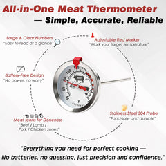 Meat thermometer range 40–220°F on dial