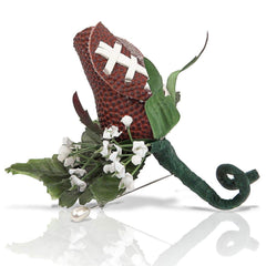 Leather laces detail on Football Rose Boutonniere